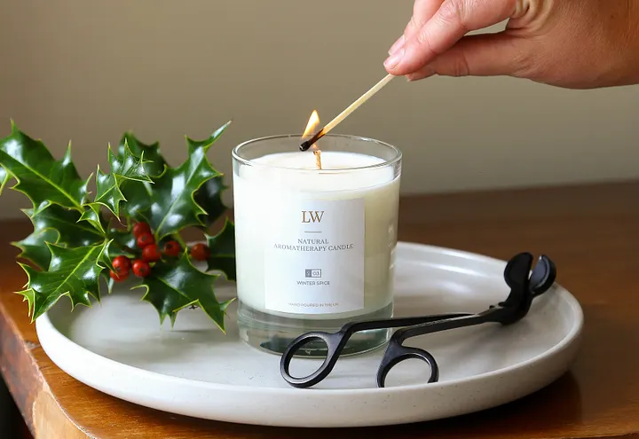 A candle, sold by the company LoveWell